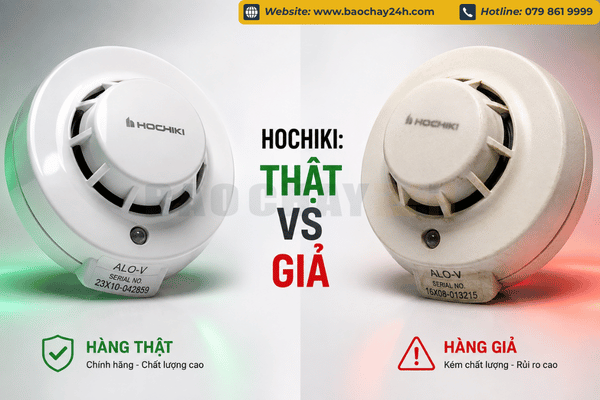 Dau bao chay Hochiki chinh hang va fake